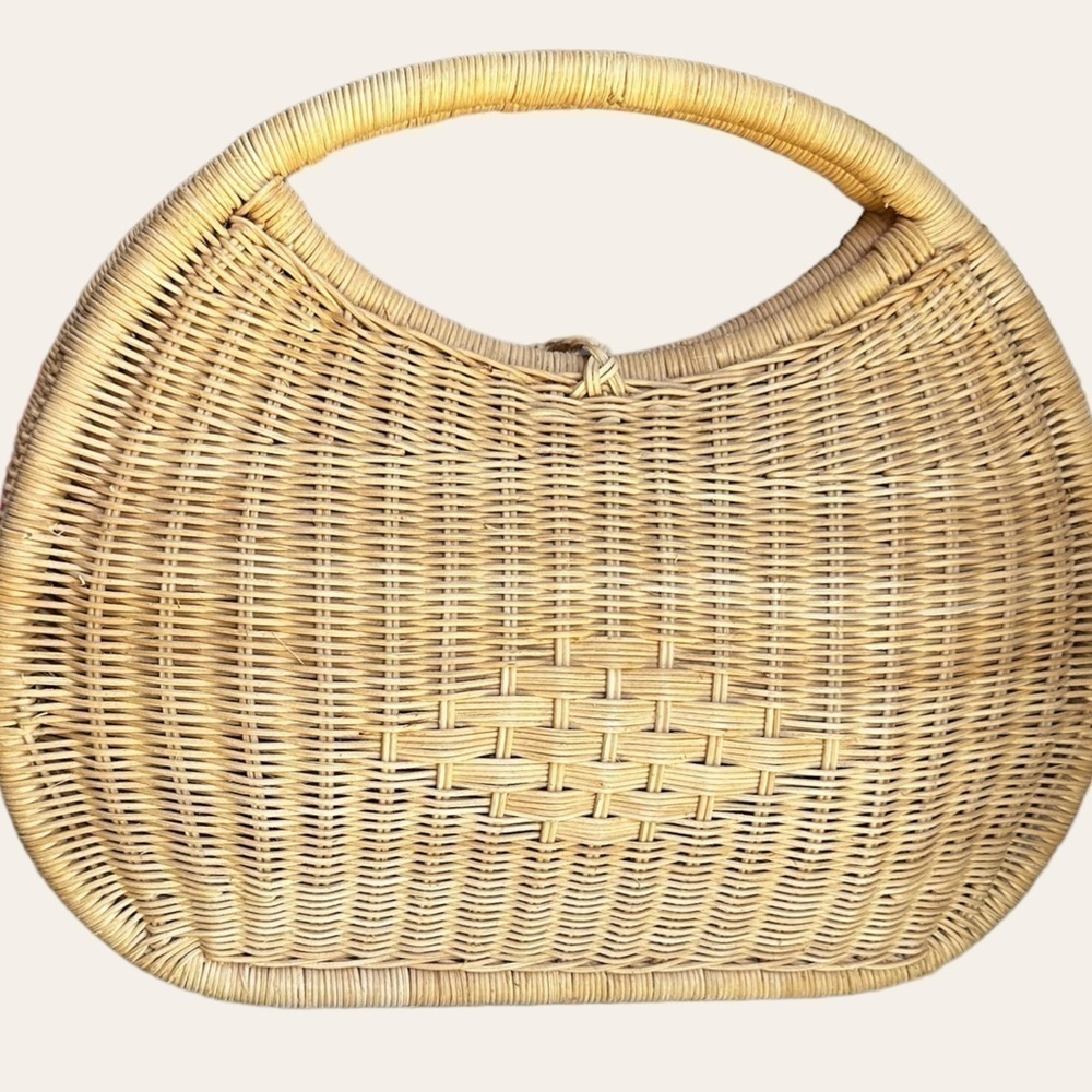 Vintage 1960’s wicker purse bag mint condition beach boho basket bag​​​​…​​​​​ - Picture 2 of 5